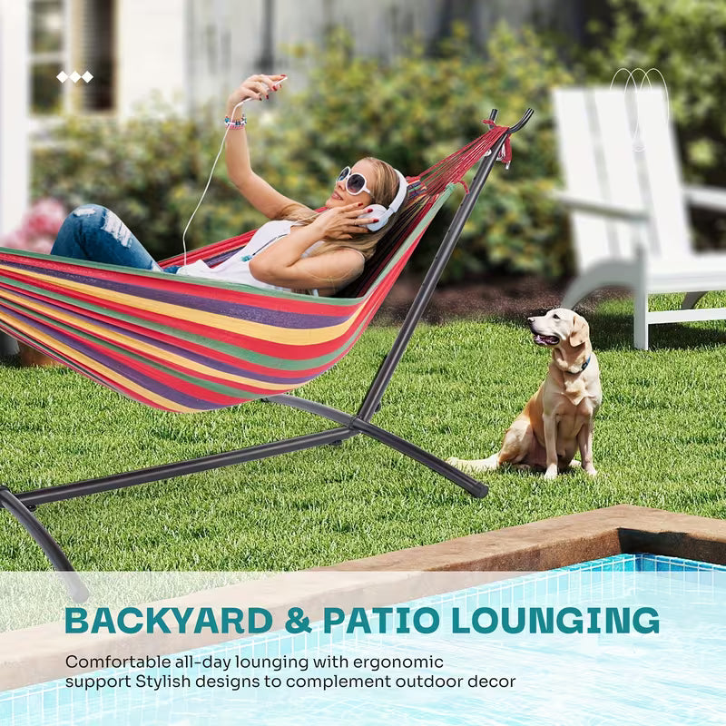 Double Hammock With Space Saving Stand